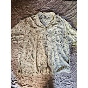 Tommy Bahama 100% Silk Shirt Men’s XXL Short Sleeve Floral Jacquard Camp Ivory